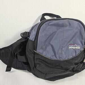 Vtg Patagonia Cross Body Waist Bag. Light Blue Grey Black Adventure Hiking Pack